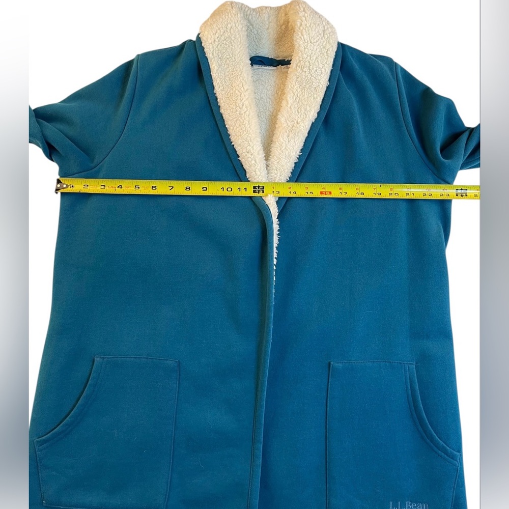 L.L.Bean Teal Sherpa-Lined Cardigan Women’s Size Medium - Picture 5 of 10